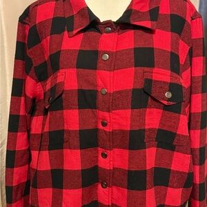 Red and Black Plaid Button-Up Shirt